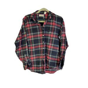 Vintage 90s L.L. Bean Tartan Plaid Flannel Button Front Shirt USA